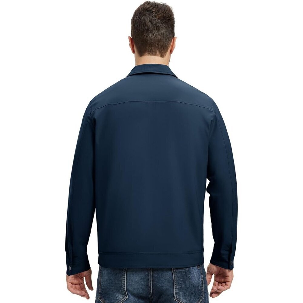 Men's Stylish Jackets Lightweight 01 Navy Blue Coat Front Closure Zip Pockets - Picture 6 of 8